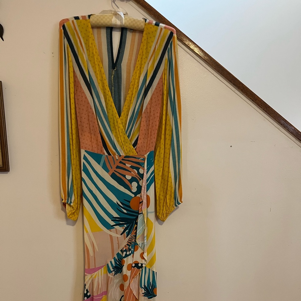 Anthropologie Multicolor Striped V-Neck Dress